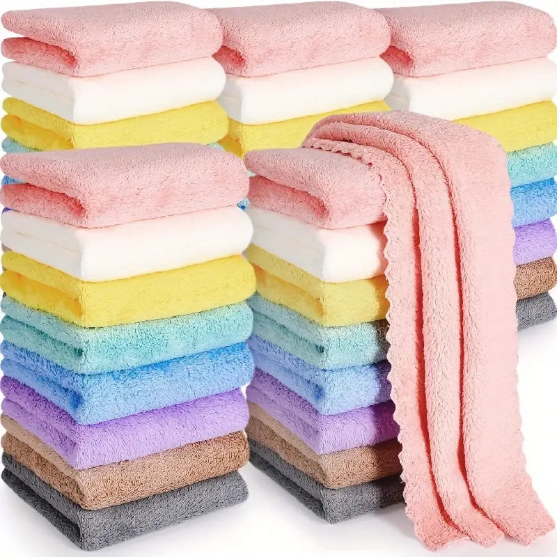 20-Pack: Polyester Hand Towels, 200gsm Knit Fabric, Soft Absorbent Square Bath Towels Bath - DailySale