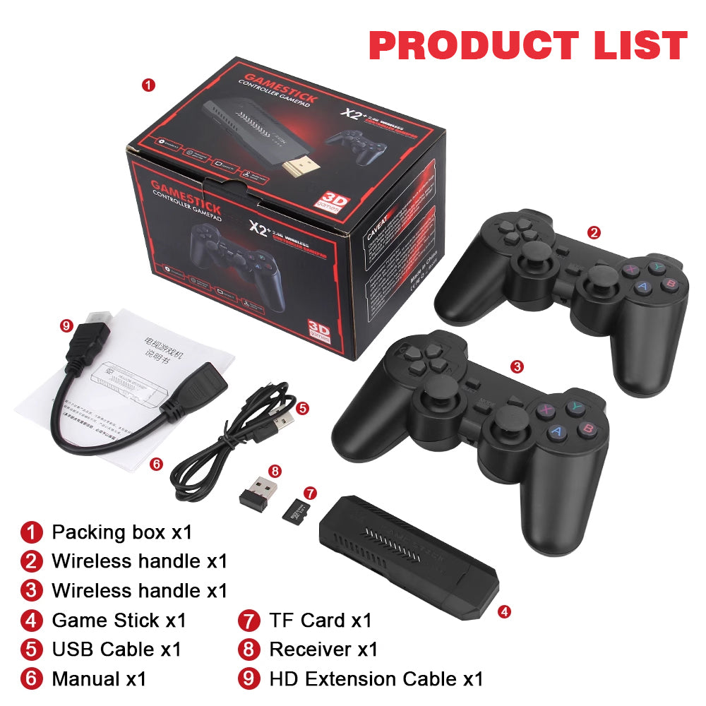 Retro 4K HDMI Game Stick – 30K+ Games with 2 Wireless Controllers
