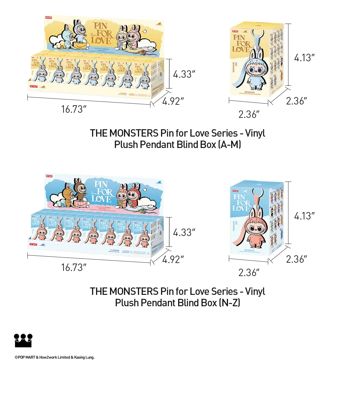 Pop Mart Labubu Pin for Love Series Blind Box (N-Z) Blue