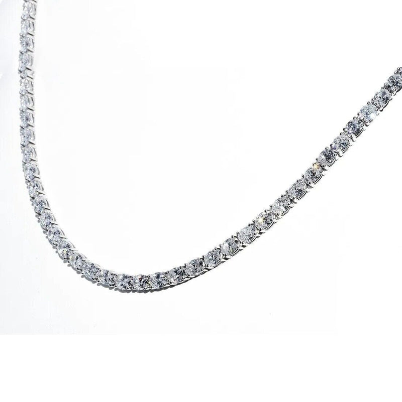 21.25CT Lab Grown Oval Diamond Graduated Tennis Necklace Platinum & 14K Necklaces - DailySale