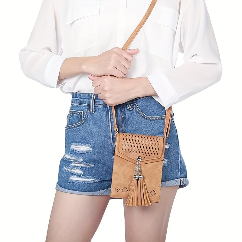 Brown bag worn crossbody
