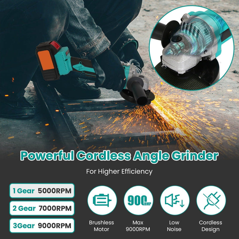 21V Cordless Angle Grinder Kit with Brushless Motor Home Improvement - DailySale