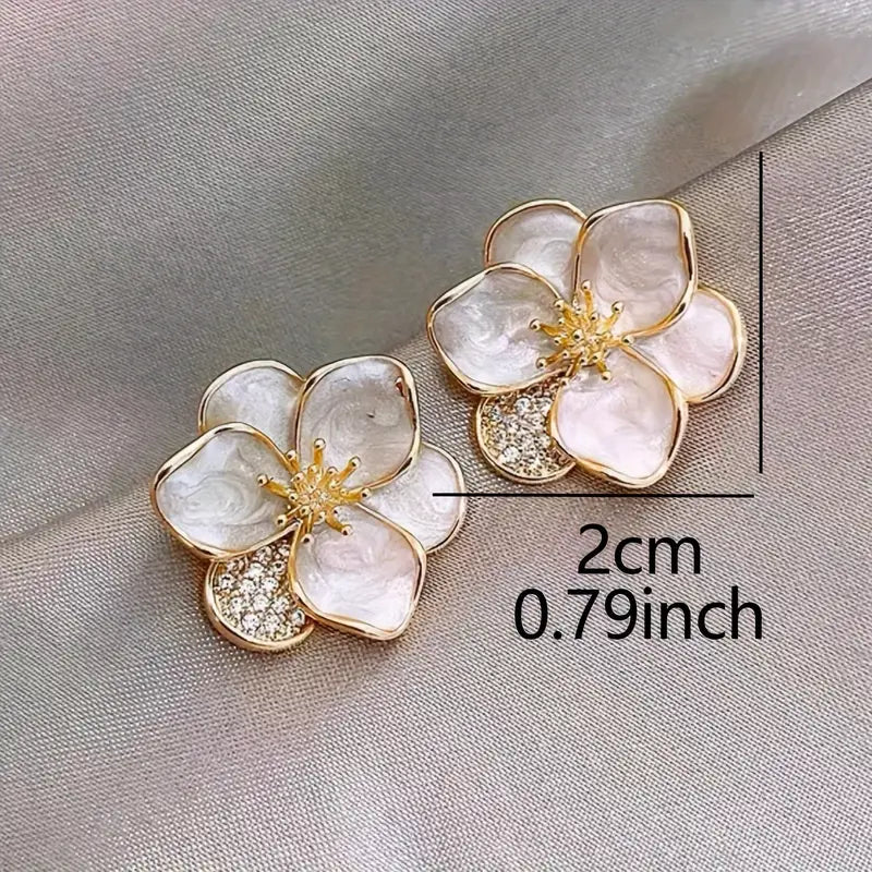 Zinc Alloy Pretty Sweet Flower Design Stud Earrings