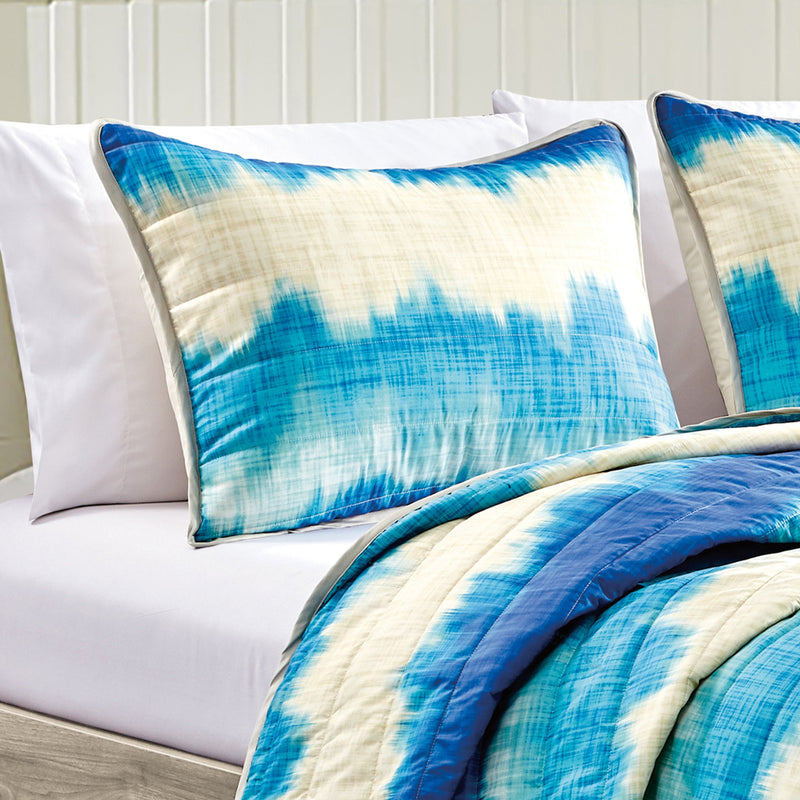Reversible 3-Piece Tie-Dye Bedspread Set - Quilted Coverlet with Pillow Shams