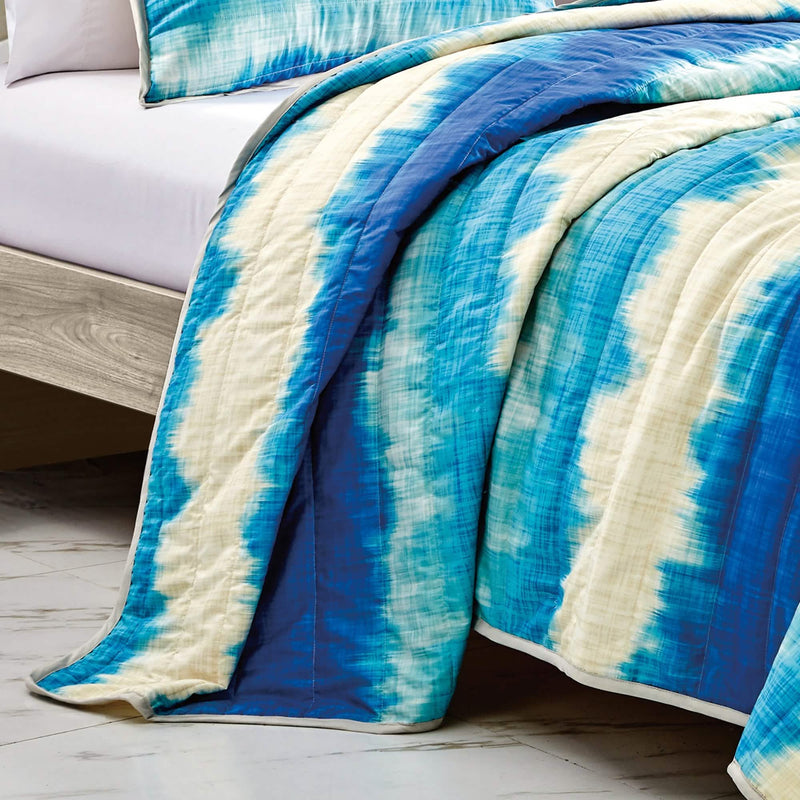 Reversible 3-Piece Tie-Dye Bedspread Set - Quilted Coverlet with Pillow Shams