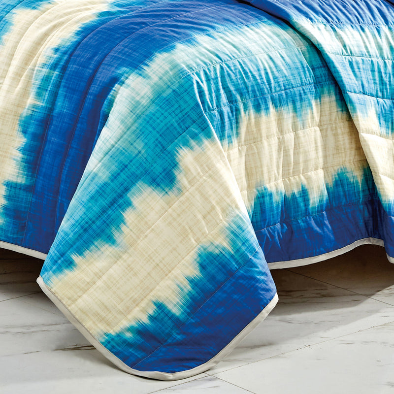 Reversible 3-Piece Tie-Dye Bedspread Set - Quilted Coverlet with Pillow Shams