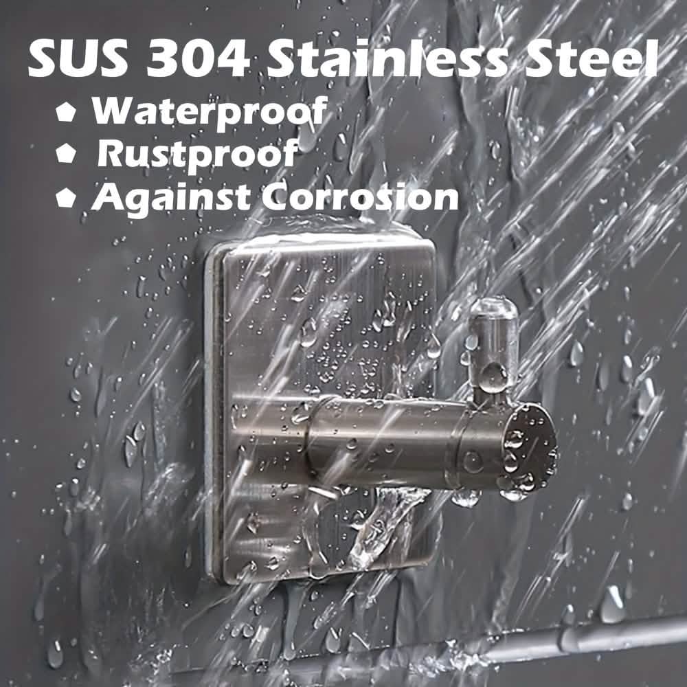 4-Pack Heavy Duty Stick Hooks – Stainless Steel, Waterproof, Wall Mount