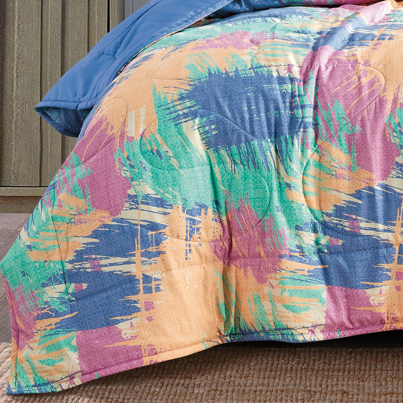 Reversible 3-Piece Abstract Brushstroke Bedspread Set - Quilted Coverlet with Pillow Shams