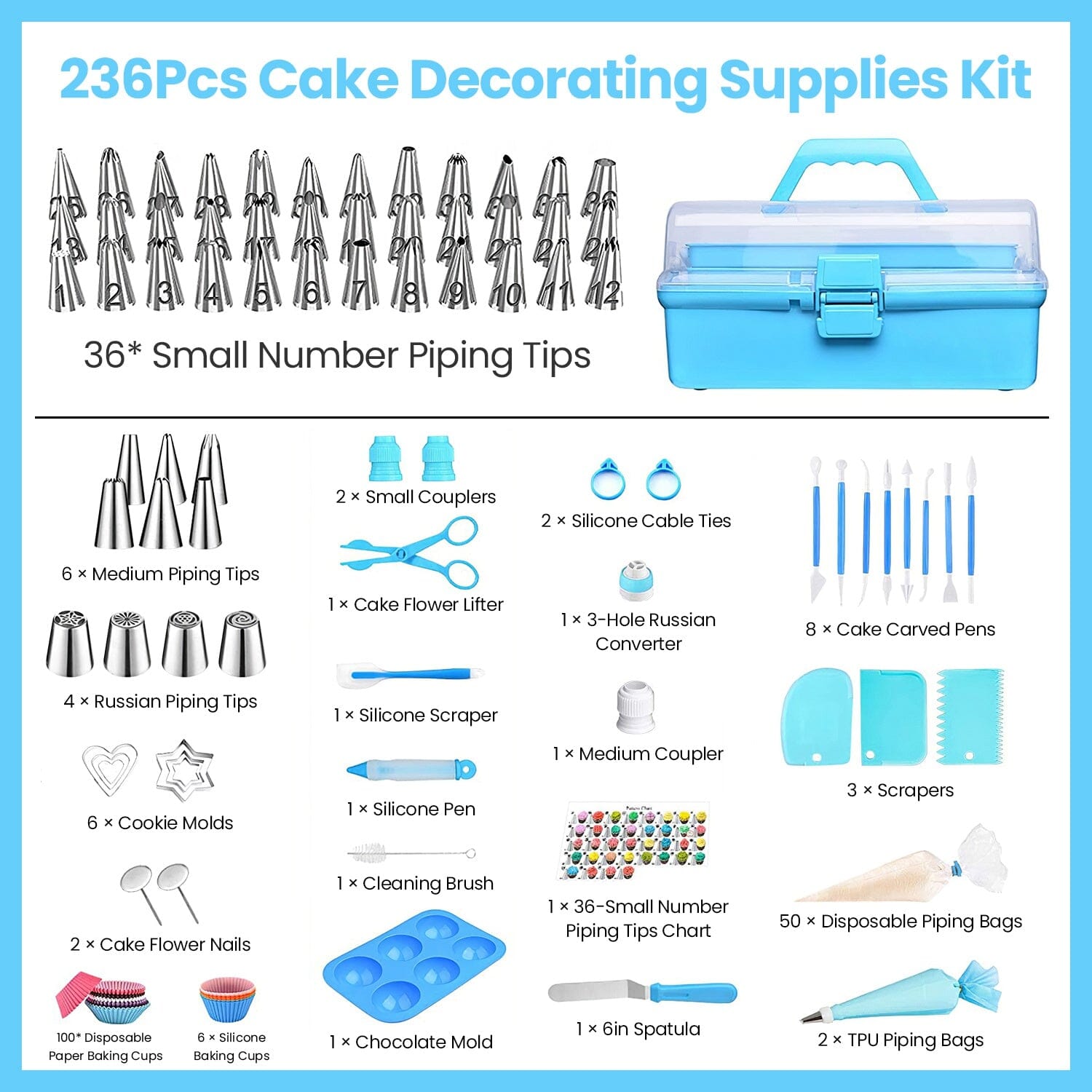 236-Pieces: Cake Decorating Kit Baking Tool with Piping Tips Couplers Kitchen Tools & Gadgets - DailySale