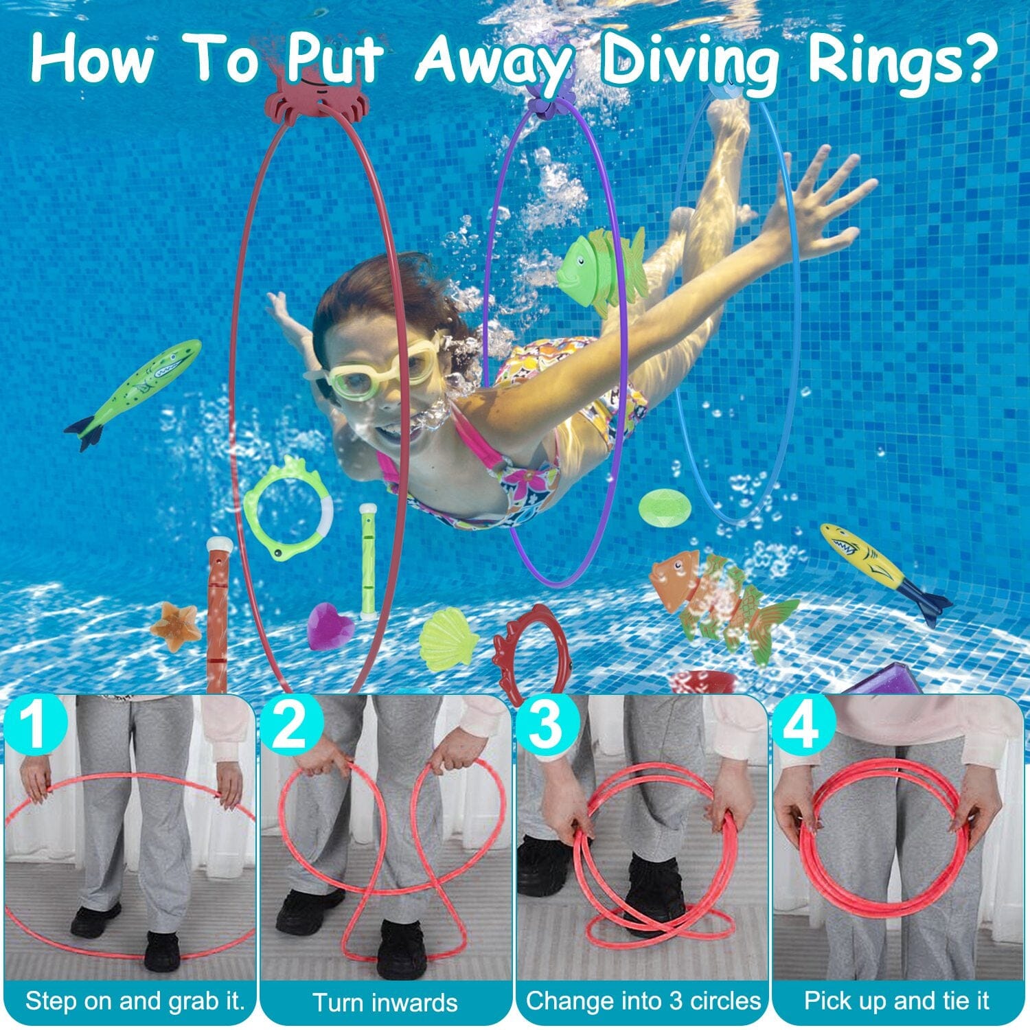 24-Pieces: Diving Toys Swimming Pool for Aged 3+ Years Old Toys & Games - DailySale