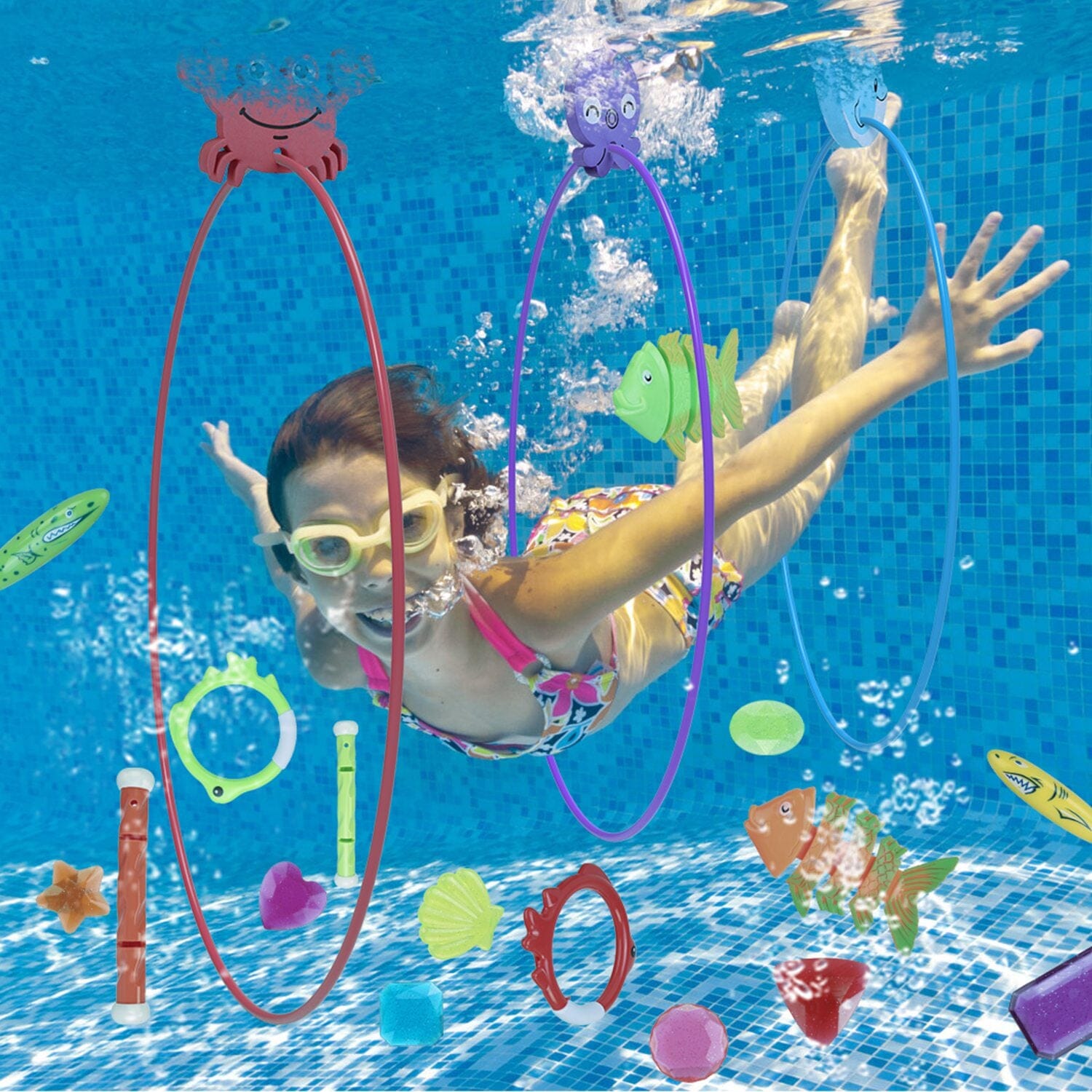 24-Pieces: Diving Toys Swimming Pool for Aged 3+ Years Old Toys & Games - DailySale