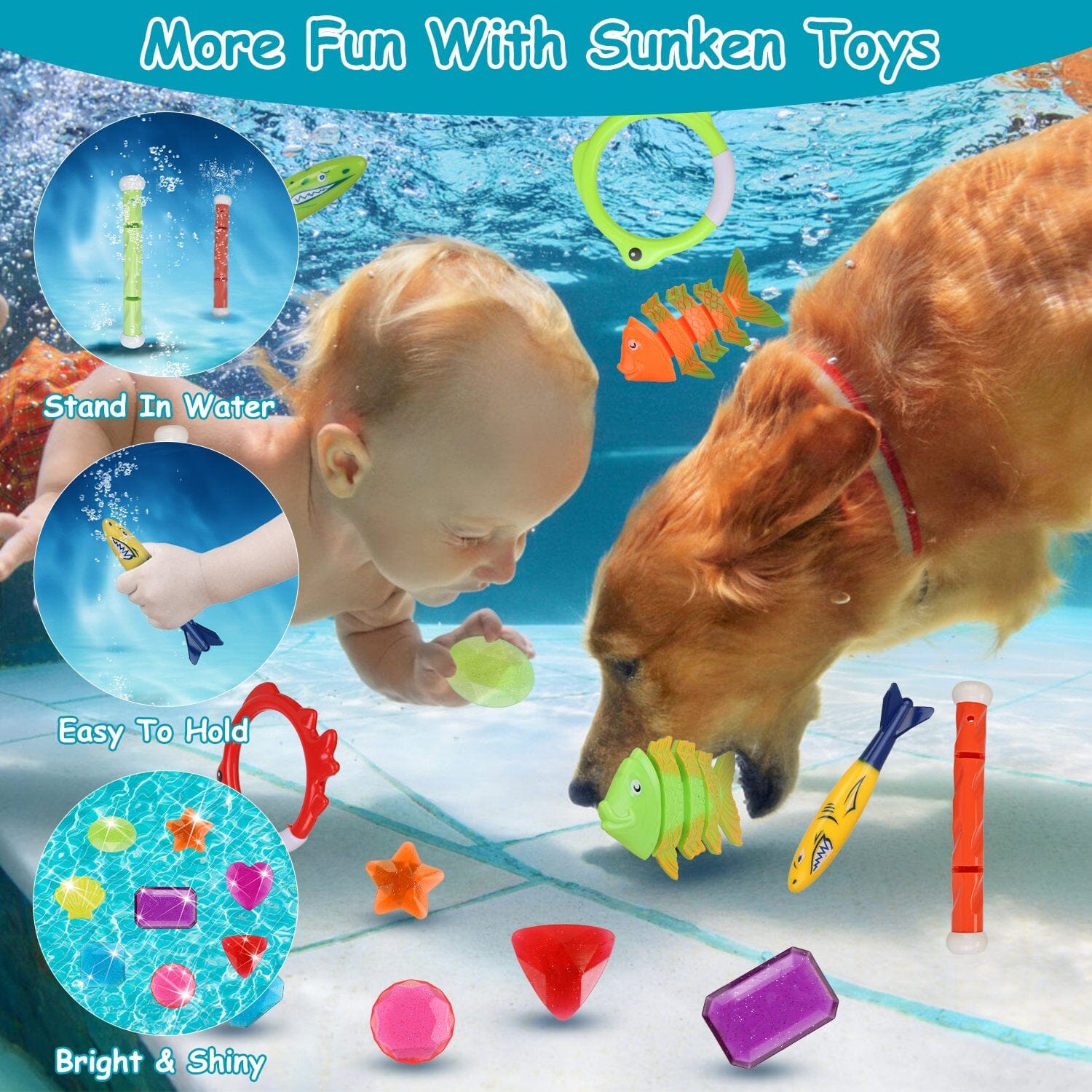 24-Pieces: Diving Toys Swimming Pool for Aged 3+ Years Old Toys & Games - DailySale