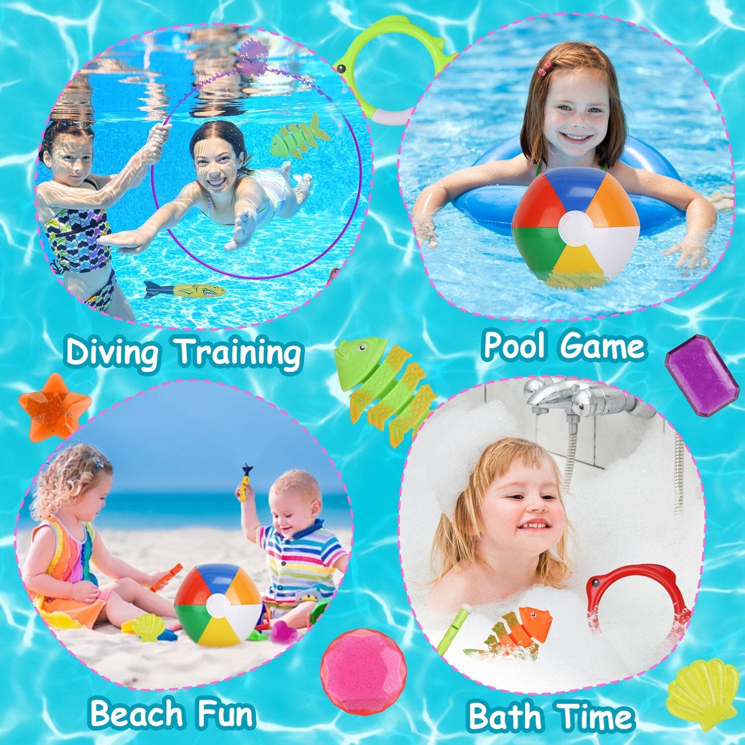 24-Pieces: Diving Toys Swimming Pool for Aged 3+ Years Old Toys & Games - DailySale