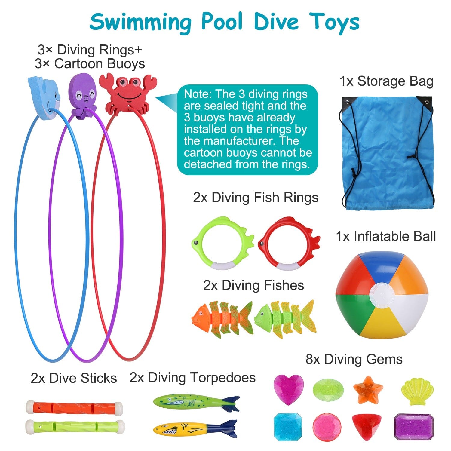 24-Pieces: Diving Toys Swimming Pool for Aged 3+ Years Old Toys & Games - DailySale