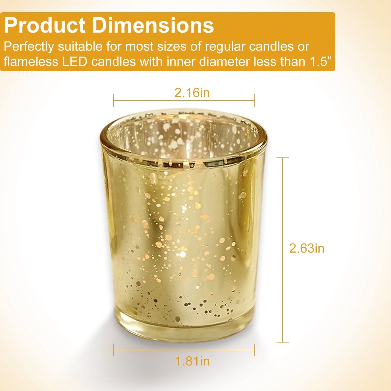 24-Pieces Gold Votive Tealights Candle Holder Mercury Glass Indoor Lighting - DailySale