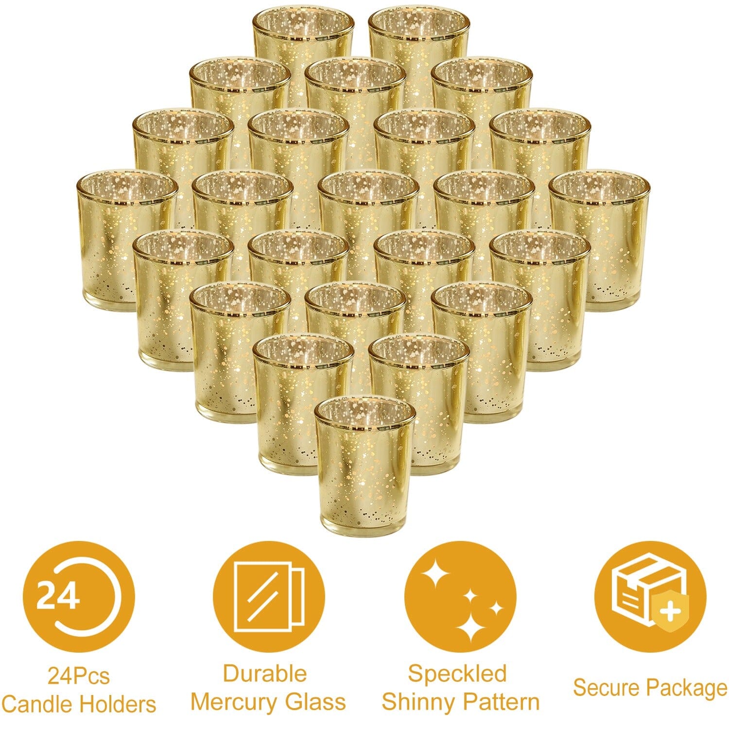 24-Pieces Gold Votive Tealights Candle Holder Mercury Glass Indoor Lighting - DailySale