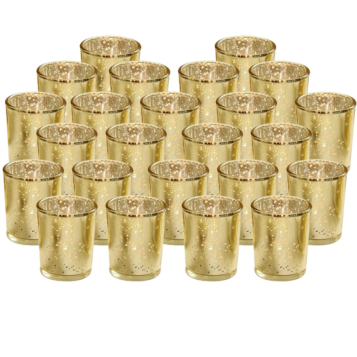 24-Pieces Gold Votive Tealights Candle Holder Mercury Glass Indoor Lighting - DailySale