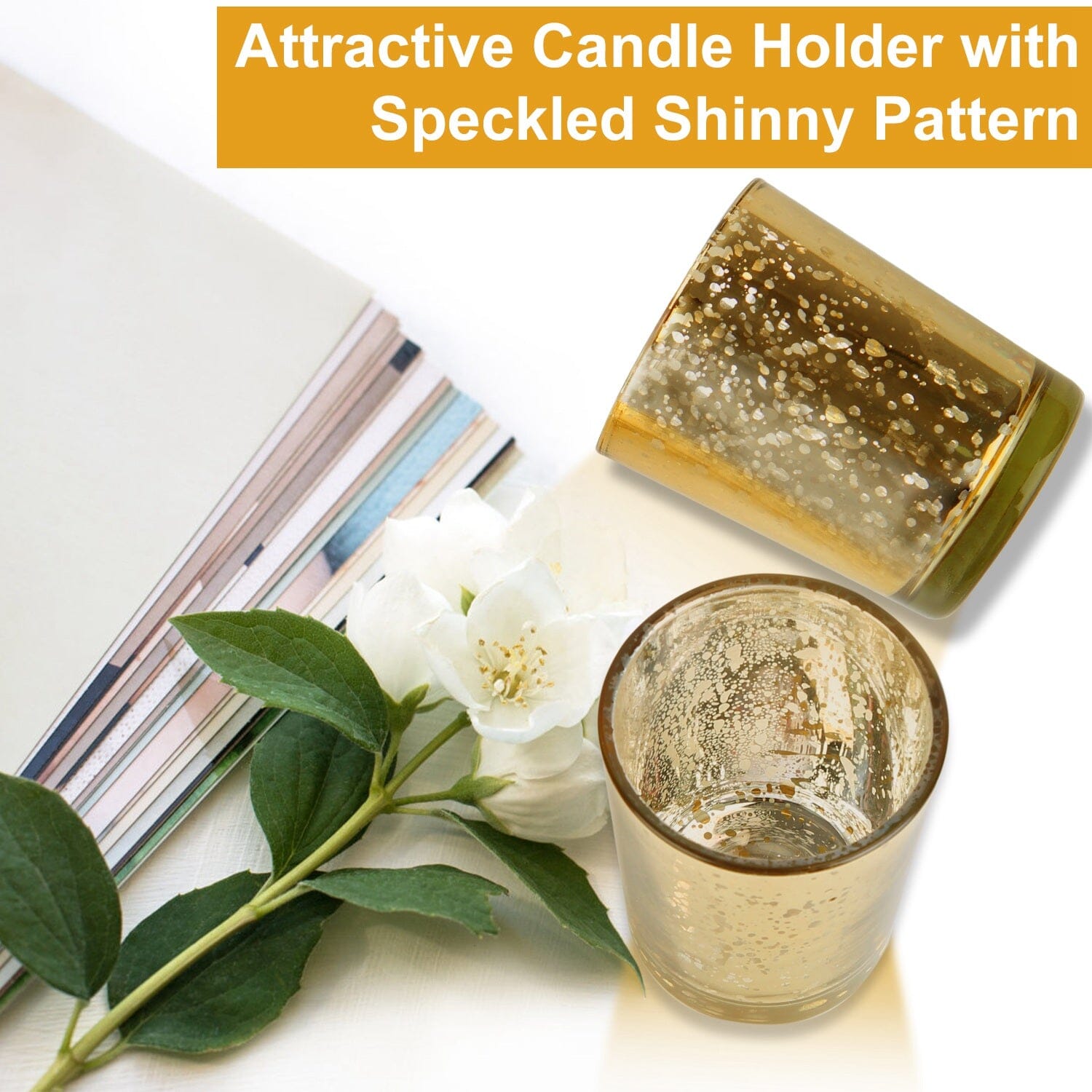 24-Pieces Gold Votive Tealights Candle Holder Mercury Glass Indoor Lighting - DailySale