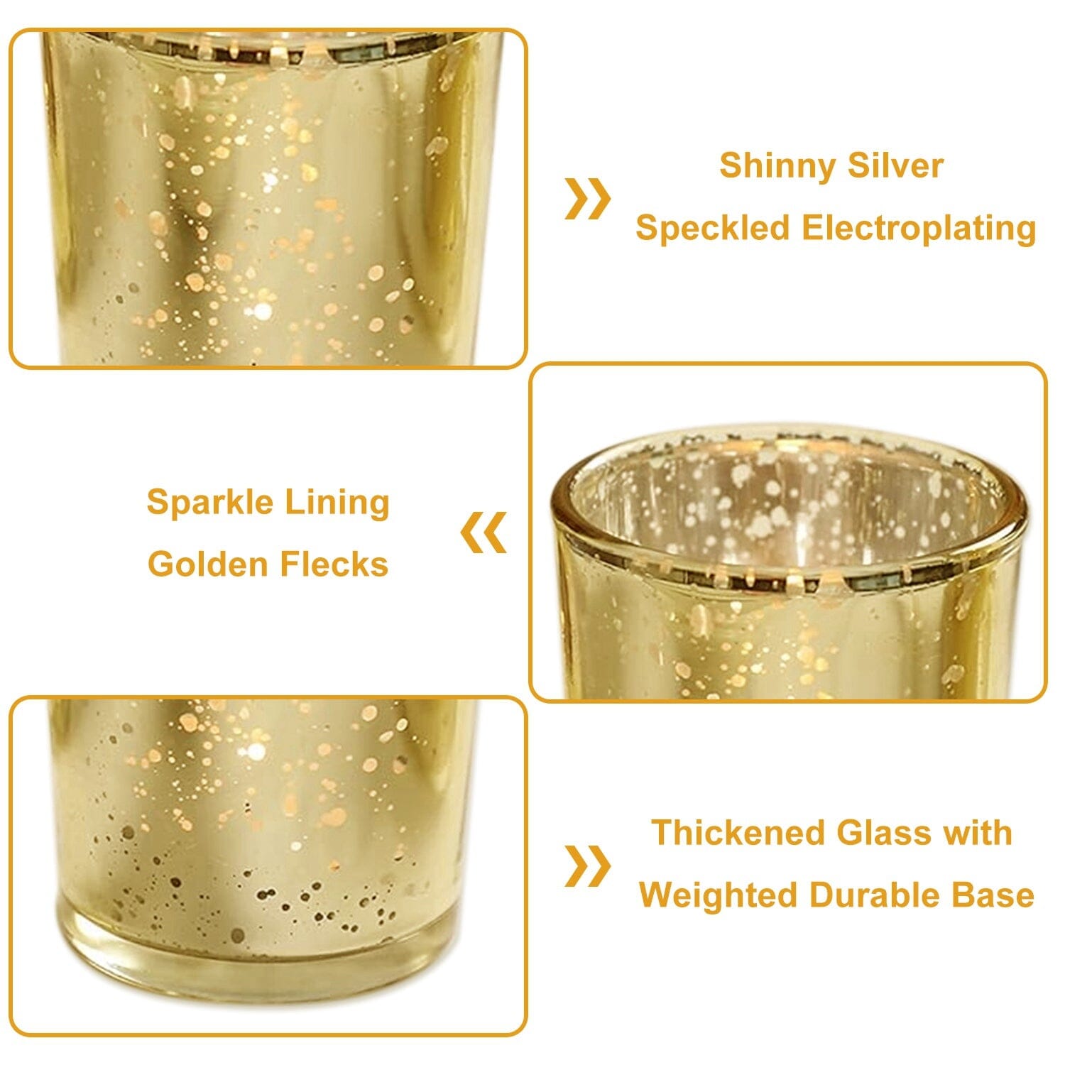 24-Pieces Gold Votive Tealights Candle Holder Mercury Glass Indoor Lighting - DailySale