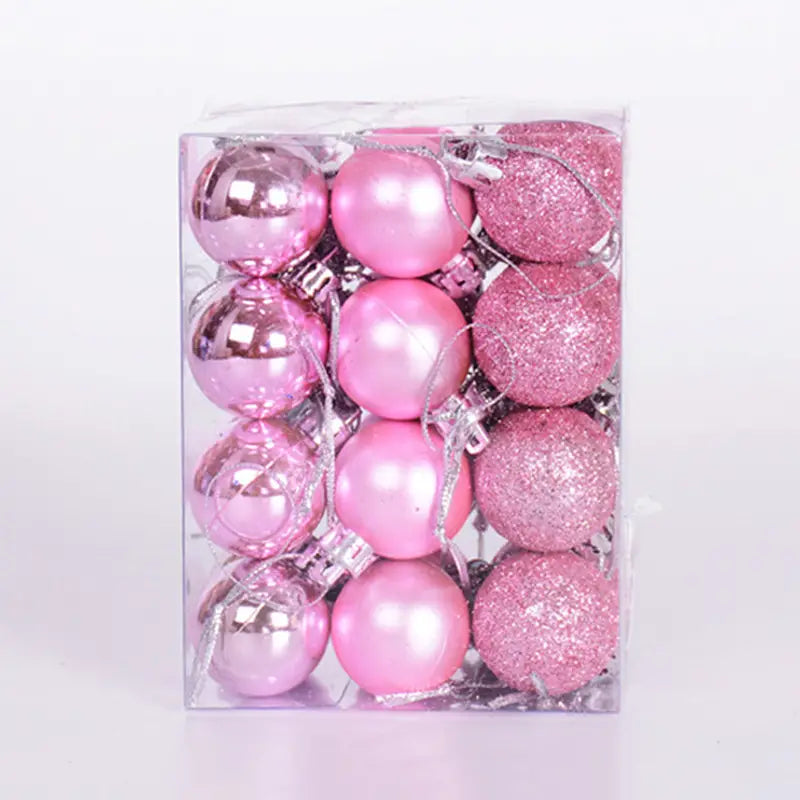 24-Pieces: Sparkling Christmas Balls Holiday Decor & Apparel Pink - DailySale