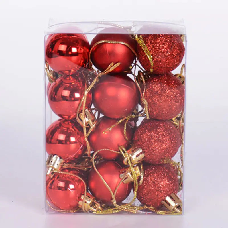 24-Pieces: Sparkling Christmas Balls Holiday Decor & Apparel Red - DailySale