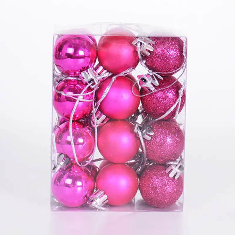24-Pieces: Sparkling Christmas Balls Holiday Decor & Apparel Rose - DailySale