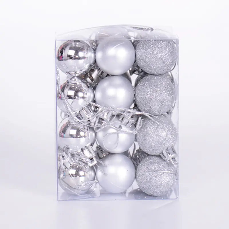 24-Pieces: Sparkling Christmas Balls Holiday Decor & Apparel Silver - DailySale