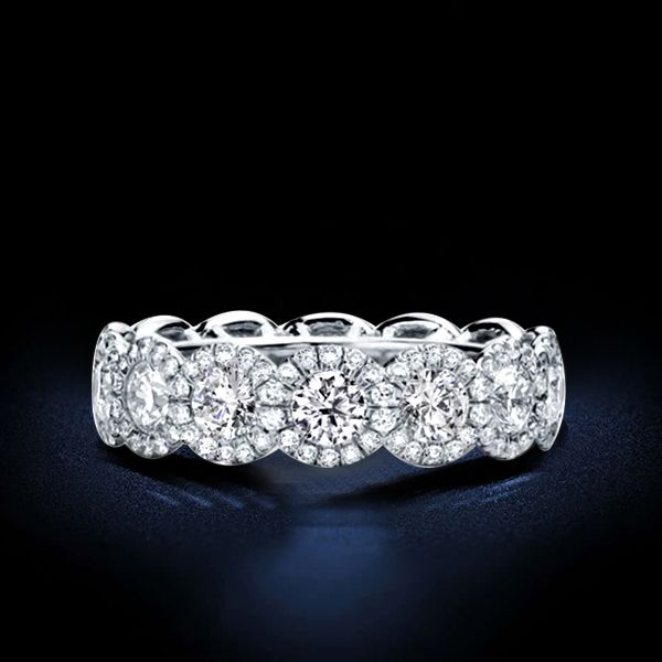 18kt White Gold Plated Simulated Diamond Eternity Band Ring