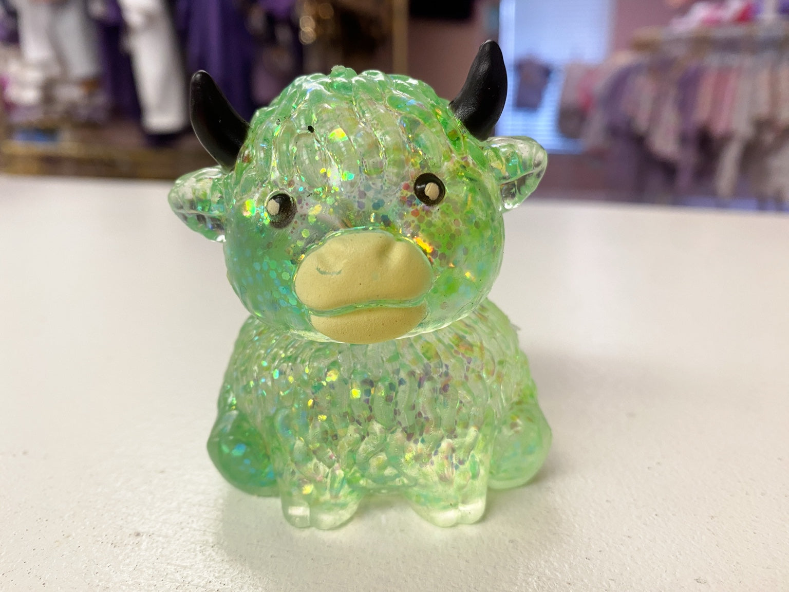 Glitter Highland Cow Squish | Slow Rise Sensory Squeeze Toy | Glitter Fidget Toy