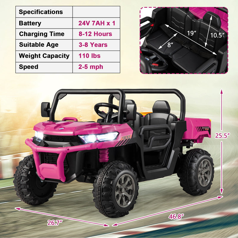 24V Ride On Kids Car with Dump Bed and Remote Control