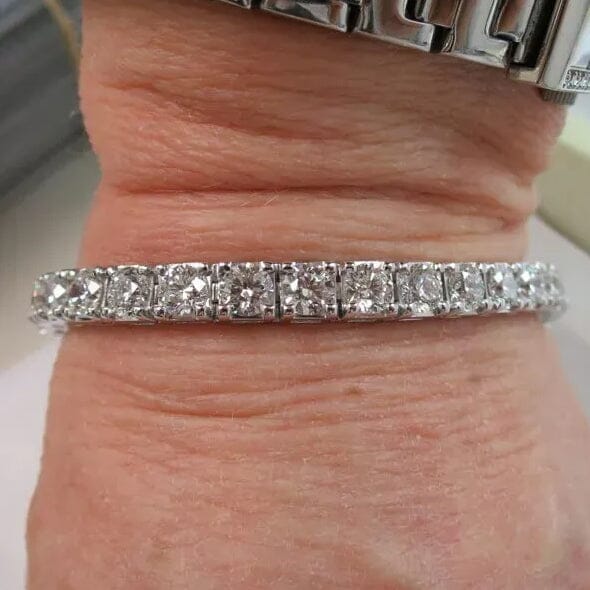 25 Ct Round Diamond Tennis Bracelet 14K Gold Lab Grown IGI Cert D-F VS Bracelets - DailySale