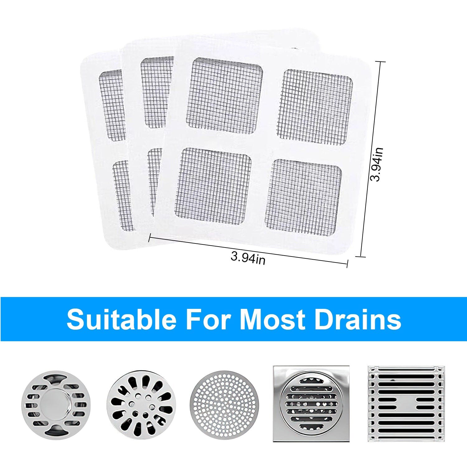 25-Pack: 3.94 x 3.94" Disposable Floor Drain Sticker Hair Catcher Bath - DailySale