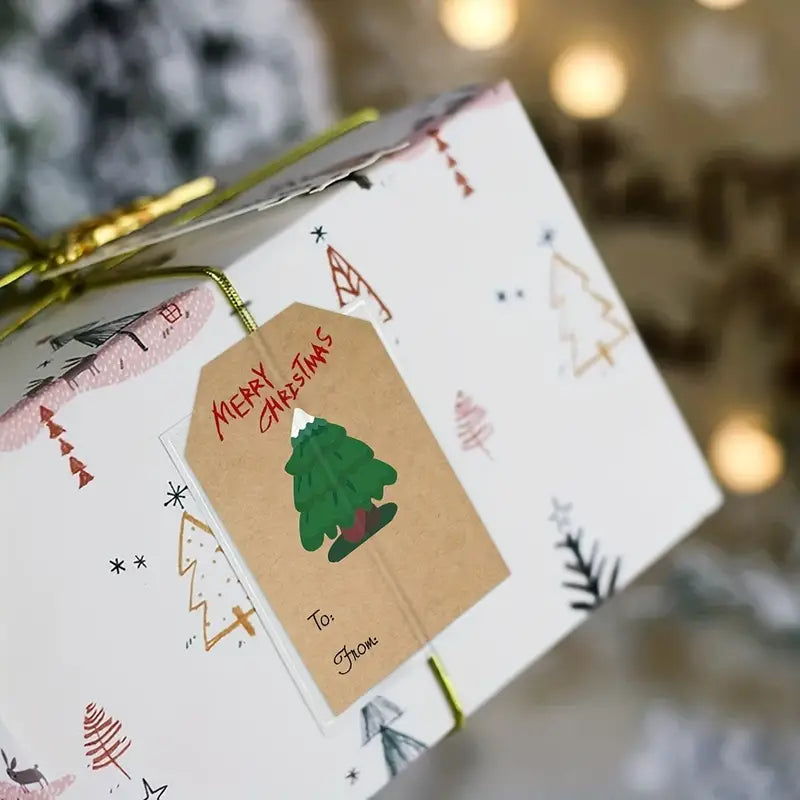 250 Pieces/Roll Christmas Stickers - 2x3 Kraft Paper Tree Socks Snowman Elk Merry Christmas Holiday Decor & Apparel - DailySale