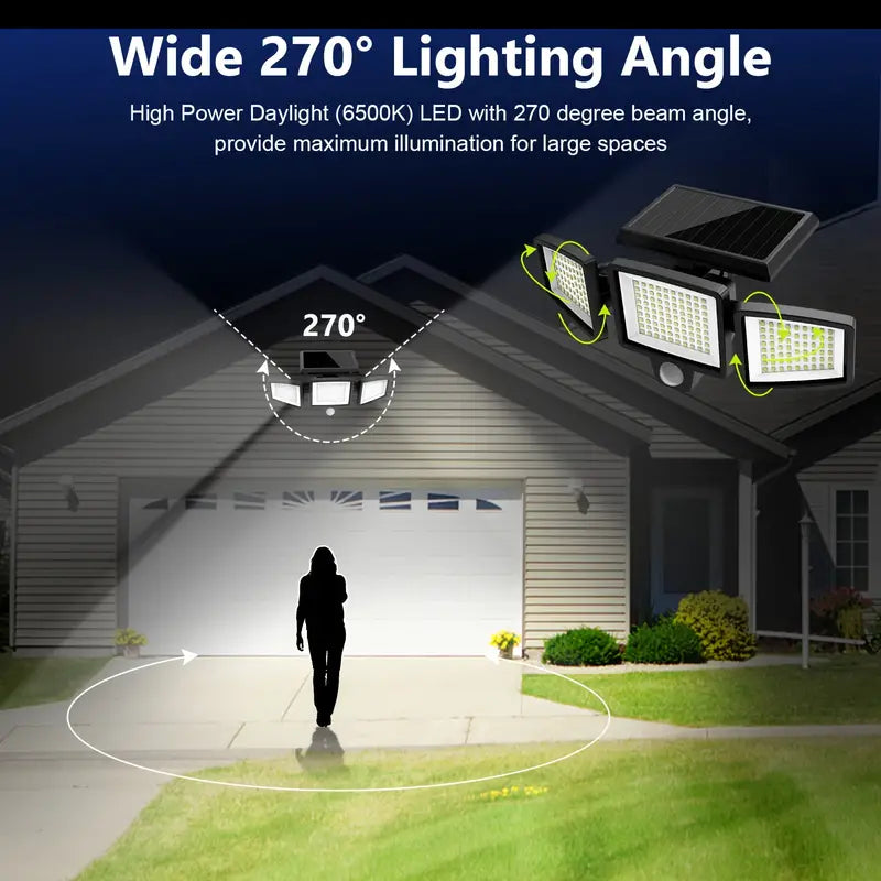 2500 Lumens 210 LED Outdoor Solar Security Light with Remote Control & Motion Sensor Outdoor Lighting - DailySale