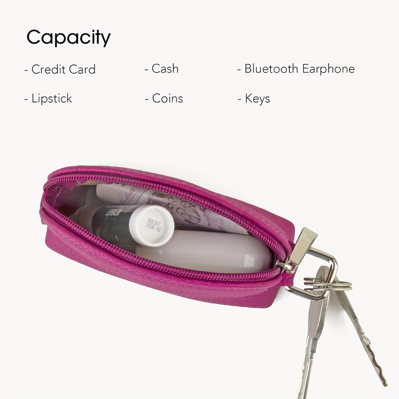 Capacity: card, cash, lipstick, coins, earbuds and keys