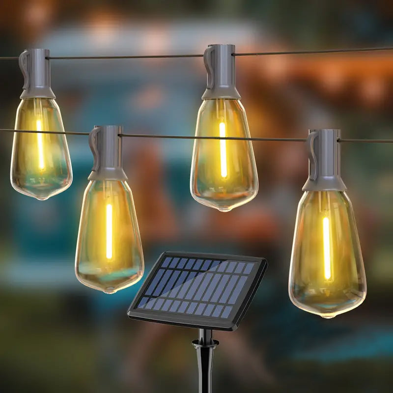 50 Ft. Solar String Outdoor Lights with Remote ST38 Vintage Edison Bulbs