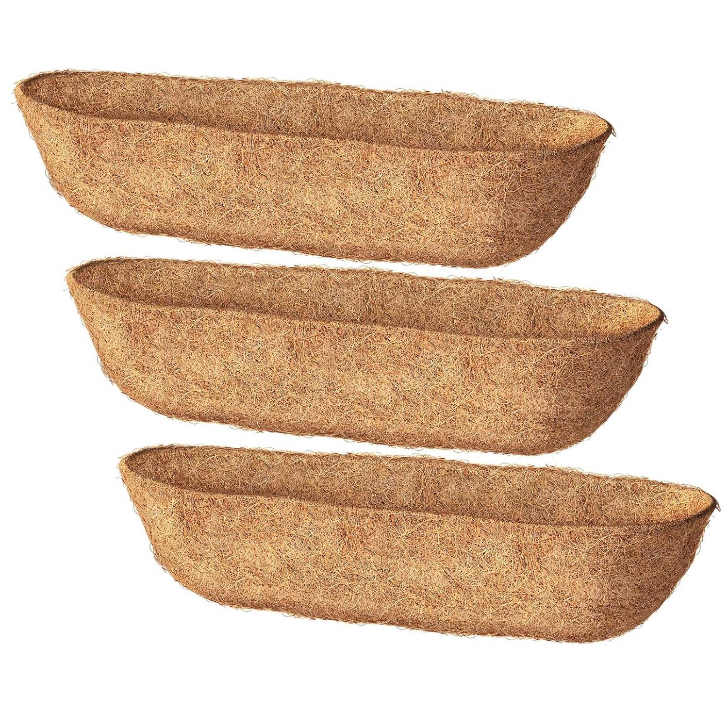 3-Pieces: Trough Coco Basket Half Moon Planter Replacement