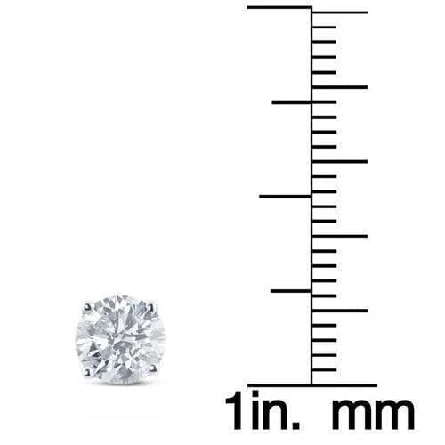 2Ct TW Round Lab Grown Diamond Studs 14K White Gold with Screw Backs Earrings - DailySale