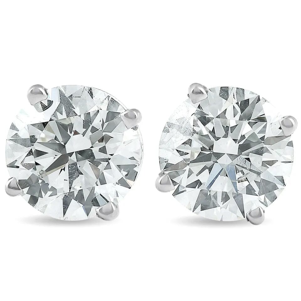 2Ct TW Round Lab Grown Diamond Studs 14K White Gold with Screw Backs Earrings - DailySale