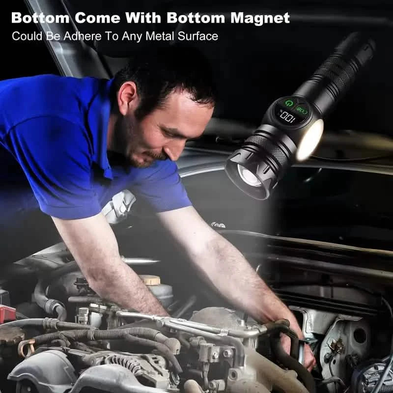 Rechargeable LED Flashlight with 5 Modes & Magnetic Base – Gift Box