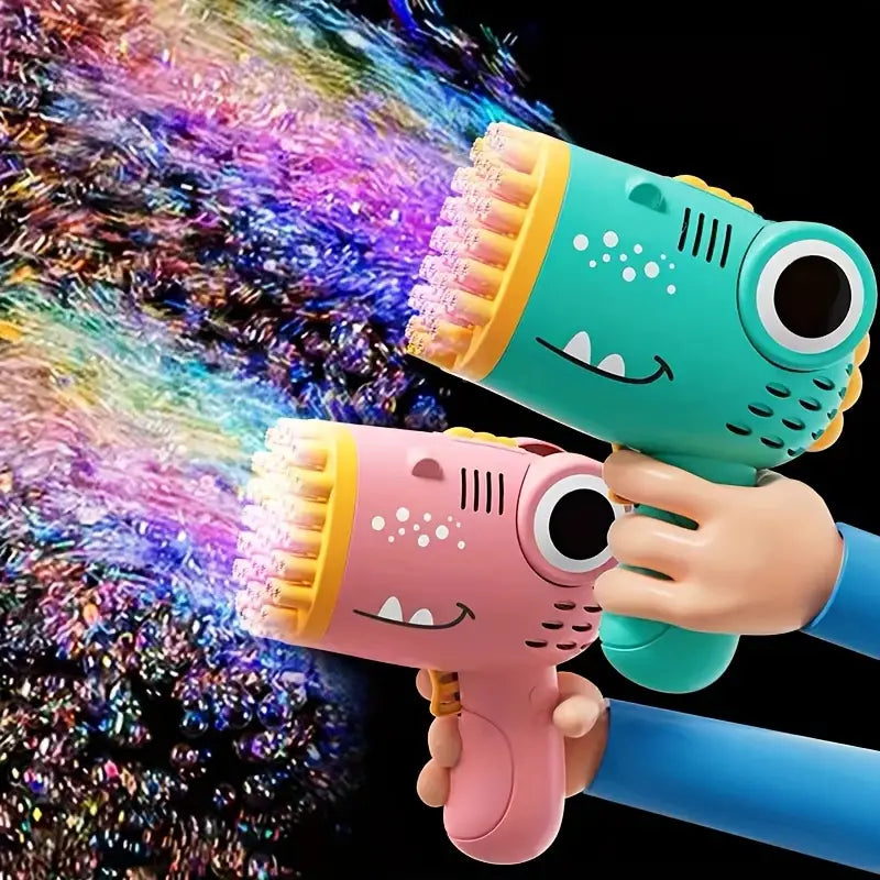 Dinosaur-Themed Automatic Bubble Blower 40-Hole Handheld Toy Gun