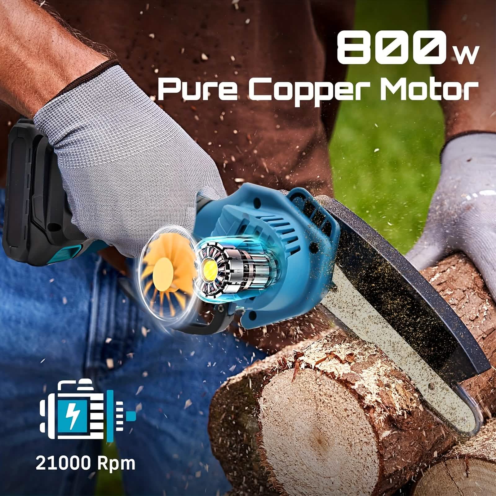 6-inch Cordless Mini Chainsaw – Handheld Electric, Lightweight, Battery-Powered