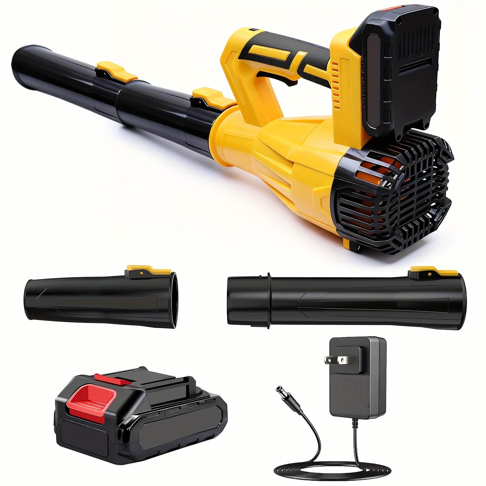 Powerful Cordless Leaf Blower – Yellow (1 Battery & Charger)