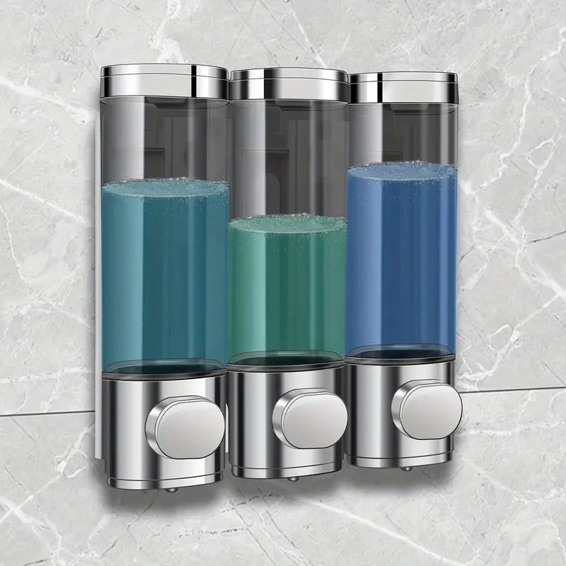 3-Chamber Shower Dispenser - Wall Mounted, No Leakage, No Drill Bath - DailySale