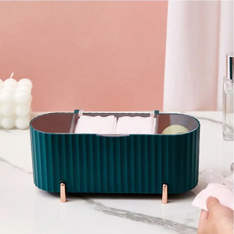 3 Compartments Cotton Swab Storage Box Closet & Storage Green - DailySale