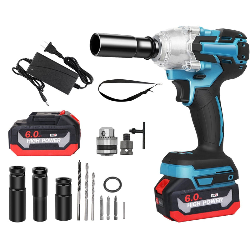 3-In-1 Cordless Electric Impact Wrench Drill Screwdriver with Brushless Motor Max 3450RPM Variable Speed Home Improvement - DailySale