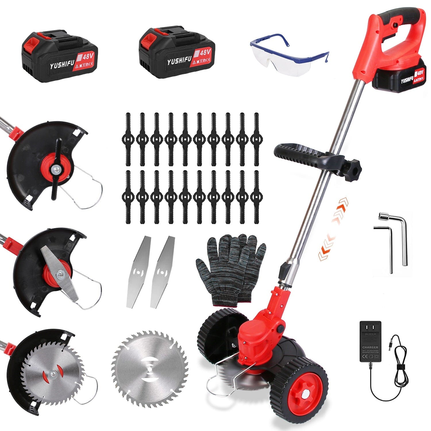 3-in-1 Electric Cordless Grass Wacker Battery Powered Grass Trimmer with Wheels Adjustable Head with 2-Pieces 2500mAh Batteries Garden & Patio - DailySale