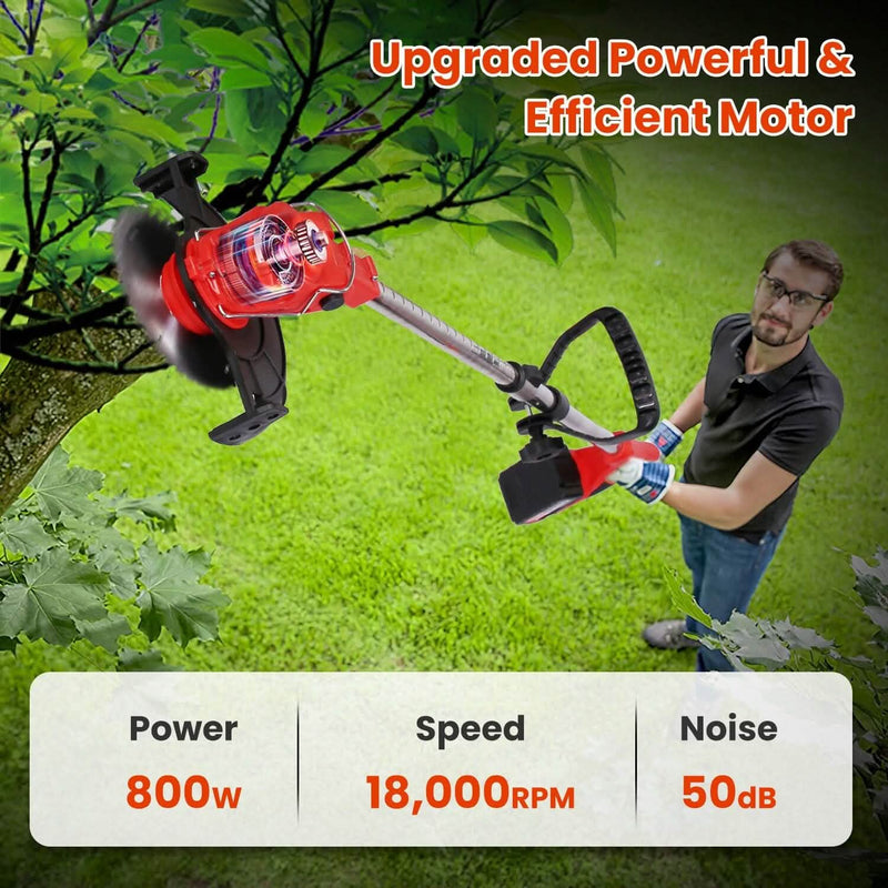 3-in-1 Electric Cordless Grass Wacker Battery Powered Grass Trimmer with Wheels Adjustable Head with 2-Pieces 2500mAh Batteries Garden & Patio - DailySale