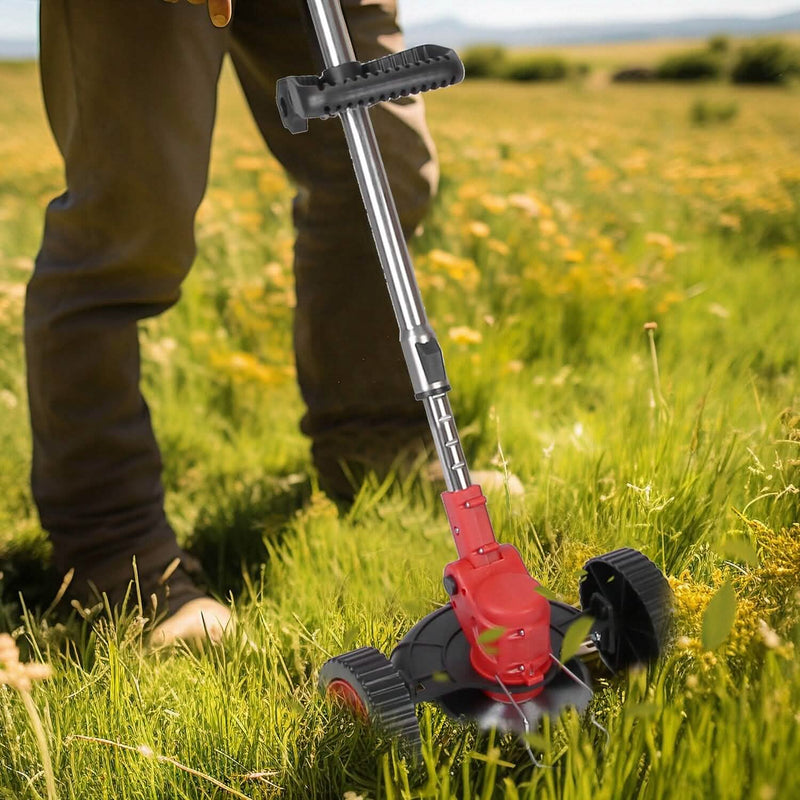 3-in-1 Electric Cordless Grass Wacker Battery Powered Grass Trimmer with Wheels Adjustable Head with 2-Pieces 2500mAh Batteries Garden & Patio - DailySale