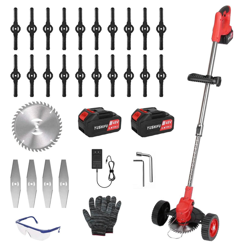 3-in-1 Electric Cordless Grass Wacker Battery Powered Grass Trimmer with Wheels Adjustable Head with 2-Pieces 2500mAh Batteries Garden & Patio - DailySale